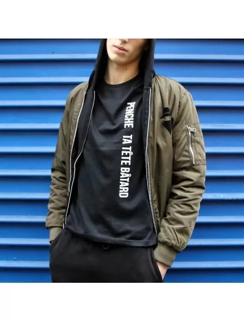 penche ta tête tee-shirt "Penche ta tête Bâtard" Noir