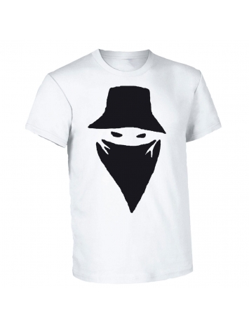 tee-shirt "visage" blanc logo noir