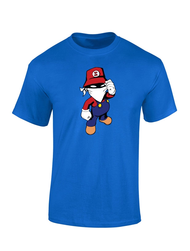 T Shirt bleu enfant Mario de scred connexion sur Scredboutique.com