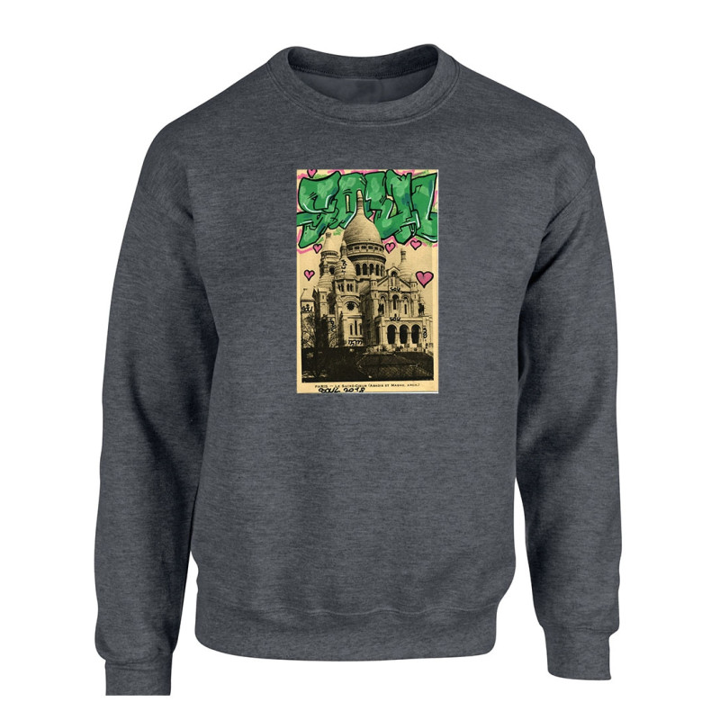 Sweat gris fonce Soul Sacre Coeur