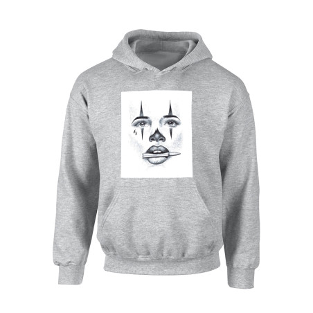Sweat Capuche Versil Visage gris