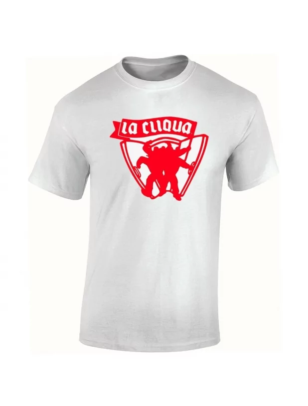 T-Shirt la cliqua " kick the doors" blanc logo rouge de la cliqua sur Scredboutique.com