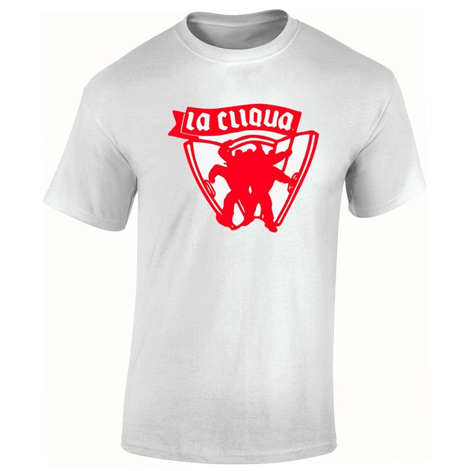 T-Shirt la cliqua " kick the doors" blanc logo rouge de la cliqua sur Scredboutique.com