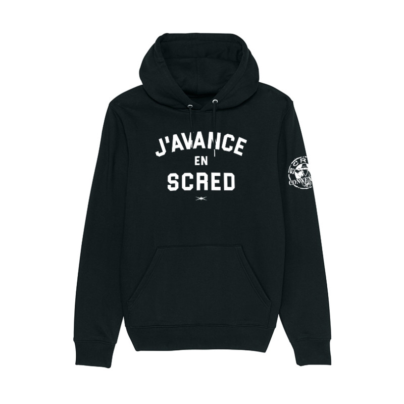 Sweat Capuche Noir J'avance en Scred