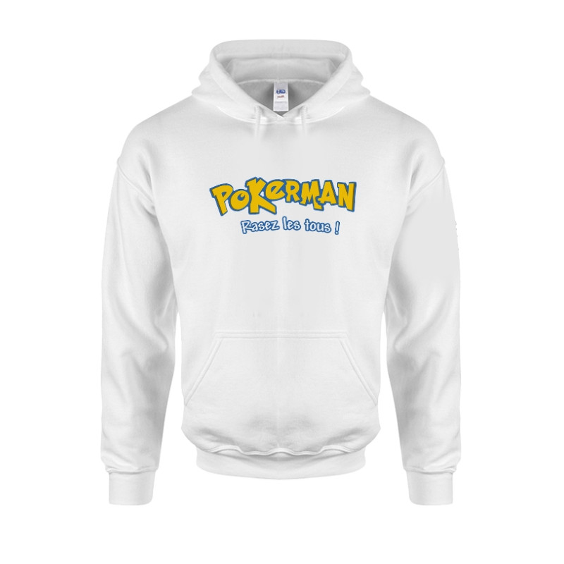 Sweat Capuche Blanc Pokerman