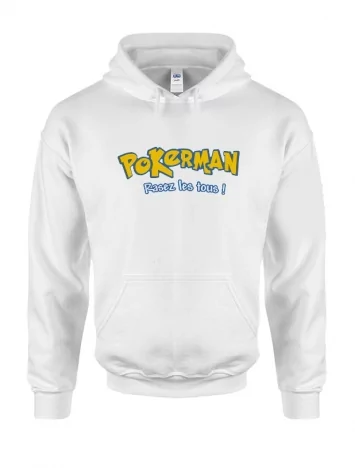 Sweat Capuche Blanc Pokerman
