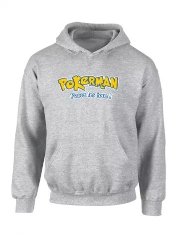 Sweat Capuche Gris Pokerman