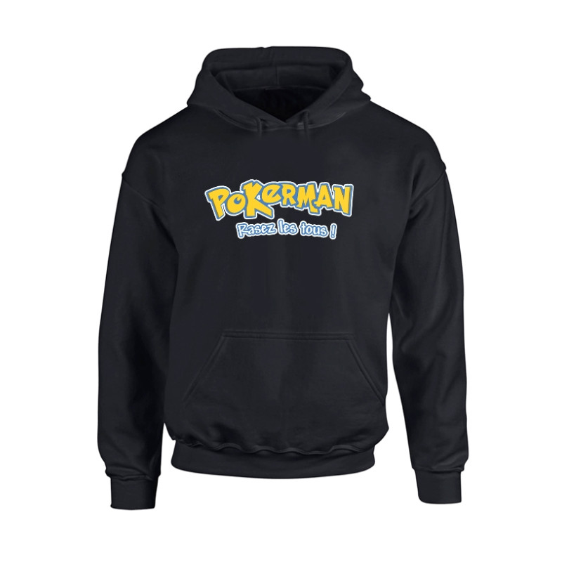 Sweat Capuche Noir Pokerman
