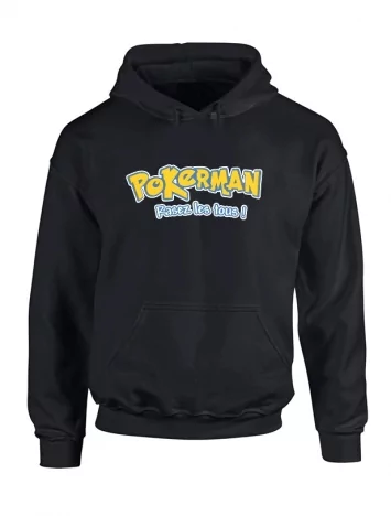 Sweat Capuche Noir Pokerman