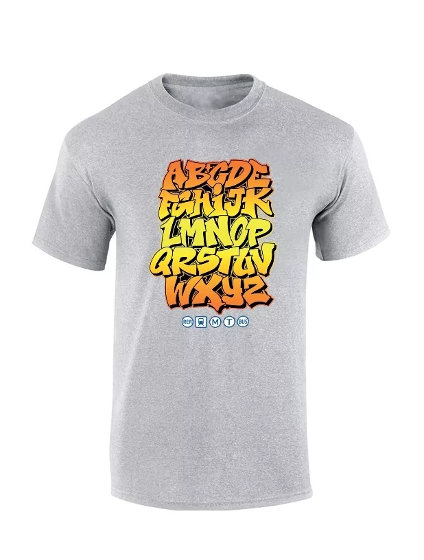 Tshirt Alphabet Graff Gris de amadeus sur Scredboutique.com