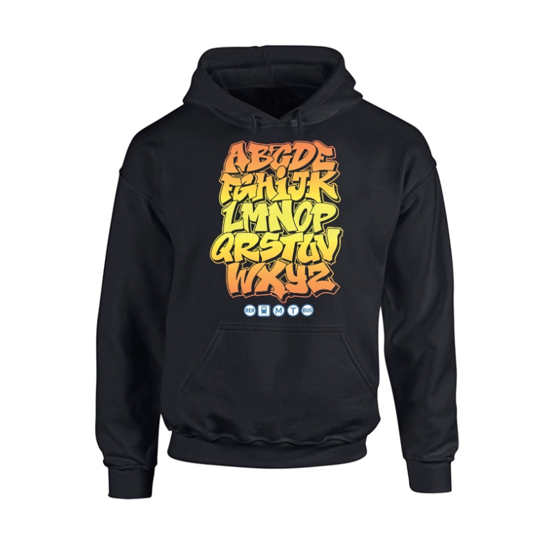 Sweat Capuche Alphabet Graff noir