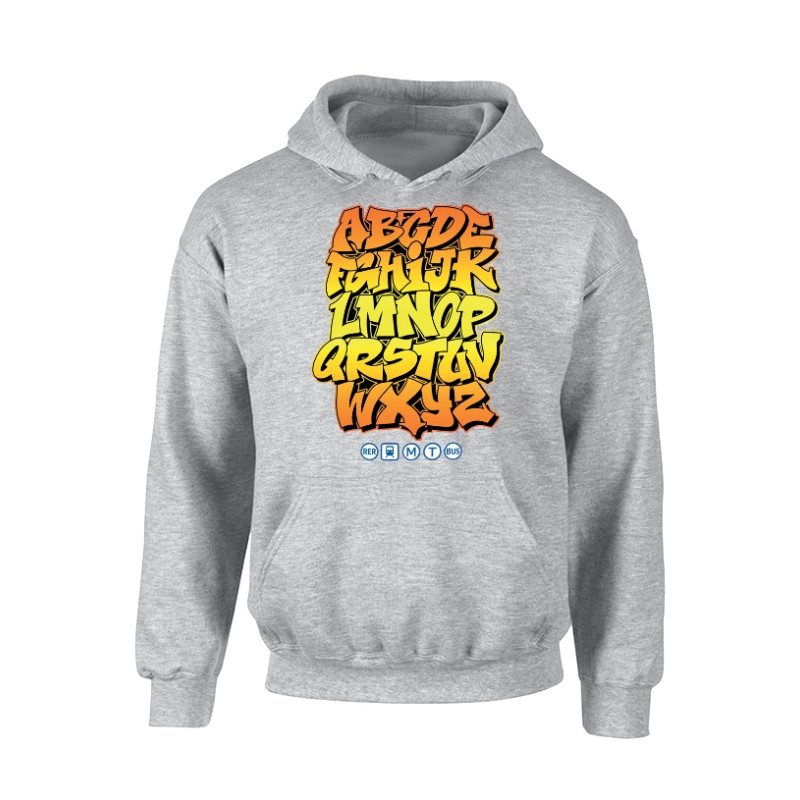 Sweat Capuche Alphabet Graff gris