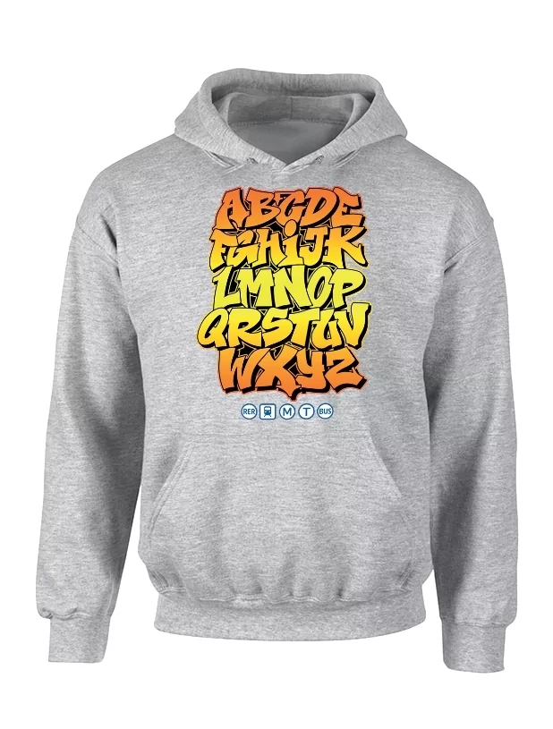 Sweat Capuche Alphabet Graff gris de amadeus sur Scredboutique.com