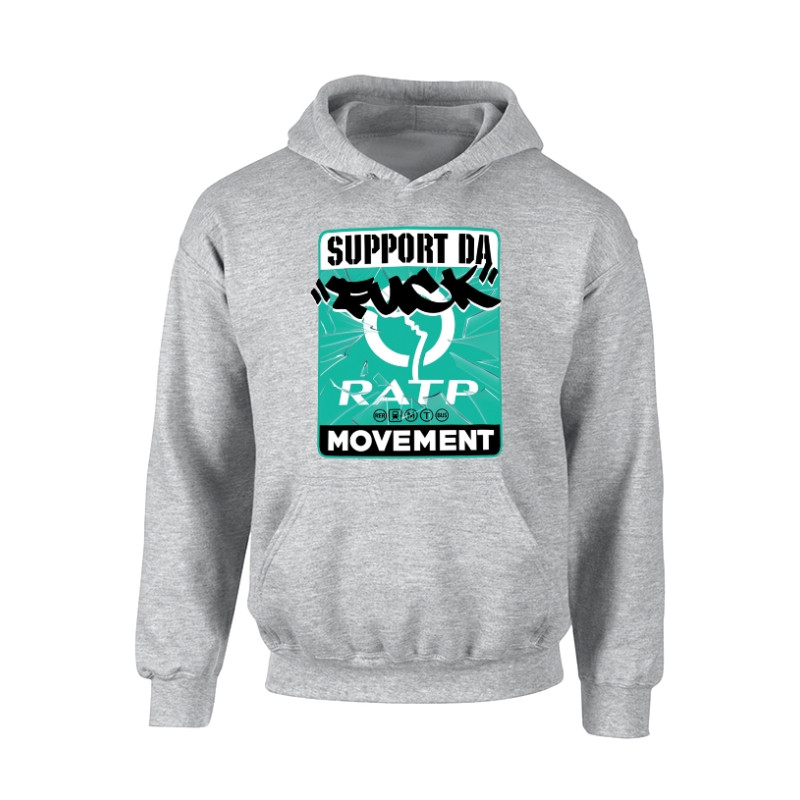 Sweat Capuche Fuck RATP Gris