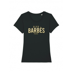 Tshirt Femme Noir BLVD Barbes Or de scred connexion sur Scredboutique.com