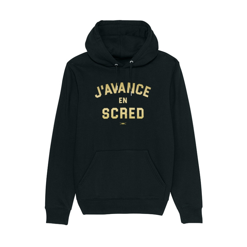 Sweat Capuche Noir J'avance en Scred