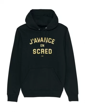 scred connexion Sweat Capuche Noir J\'avance en Scred Or