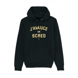 Sweat Capuche Noir J\'avance en Scred Or de scred connexion sur Scredboutique.com