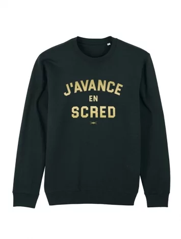 scred connexion Sweat Noir J'avance en Scred Or