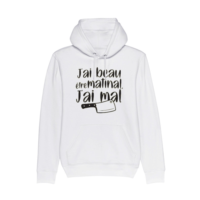 Sweat Capuche  Amadeus J'ai beau être matinal Blanc