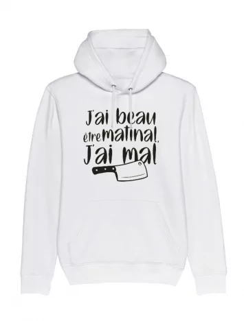 amadeus Sweat Capuche Amadeus J'ai beau être matinal Blanc