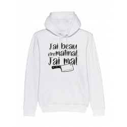 Sweat Capuche  Amadeus J'ai beau être matinal Blanc de amadeus sur Scredboutique.com