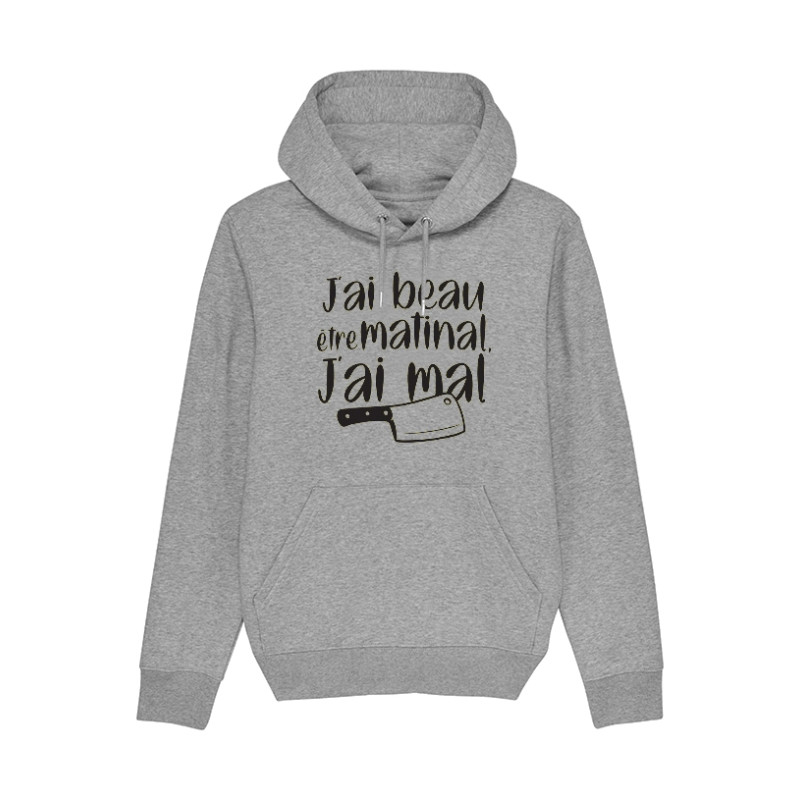 Sweat Capuche  Amadeus J'ai beau être matinal Gris