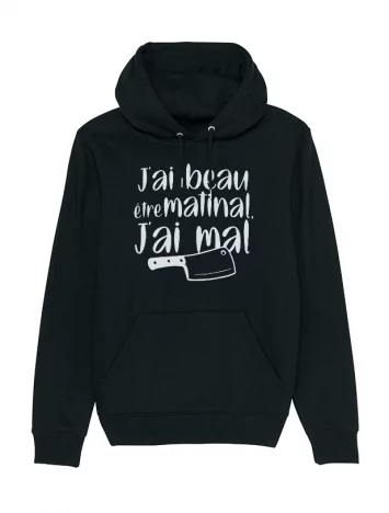 amadeus Sweat Capuche  Amadeus J'ai beau être matinal Noir