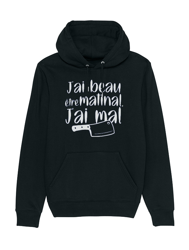 Sweat Capuche  Amadeus J'ai beau être matinal Noir