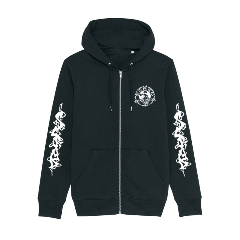 Sweat Zippé noir Flammes Scred x TRN