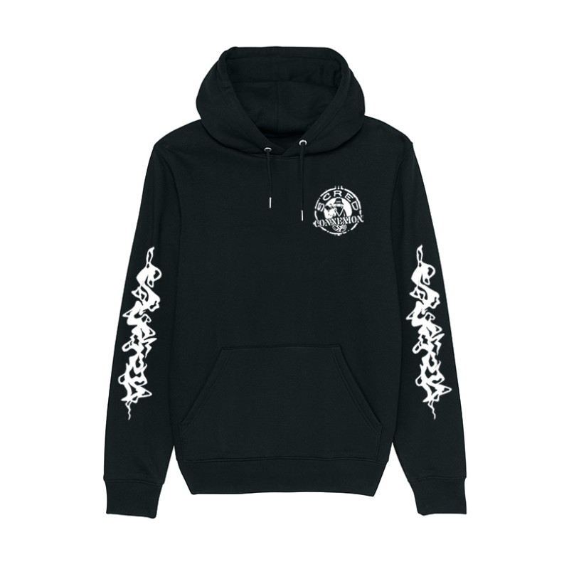 Sweat Capuche Noir Flammes Scred x TRN