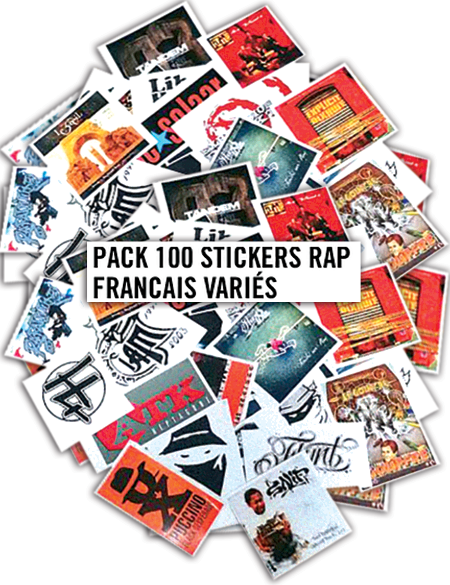 Pack 100 Stickers Rap Francais Variés de scred connexion sur Scredboutique.com