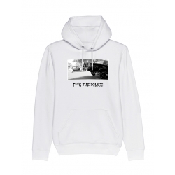 Sweat Capuche Blanc Versil F**k The Police de versil sur Scredboutique.com