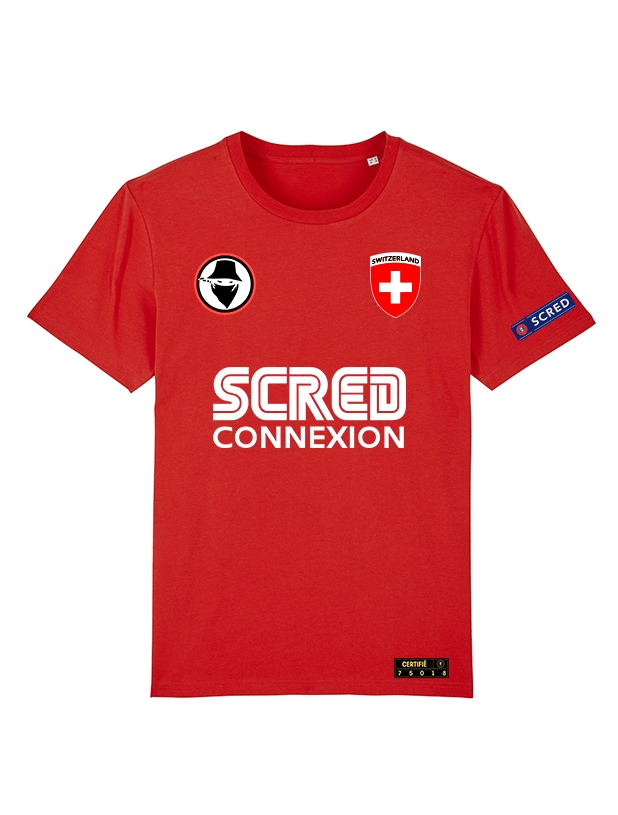 Tshirt Suisse Scred Rouge Personnalisable de scred connexion sur Scredboutique.com
