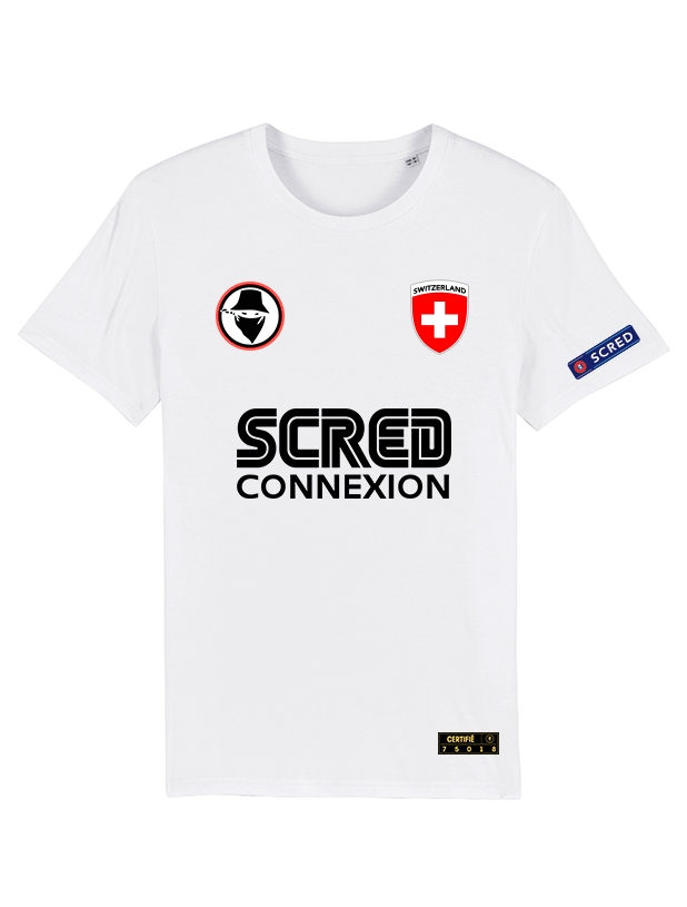 Tshirt Suisse Scred Blanc Personnalisable de scred connexion sur Scredboutique.com