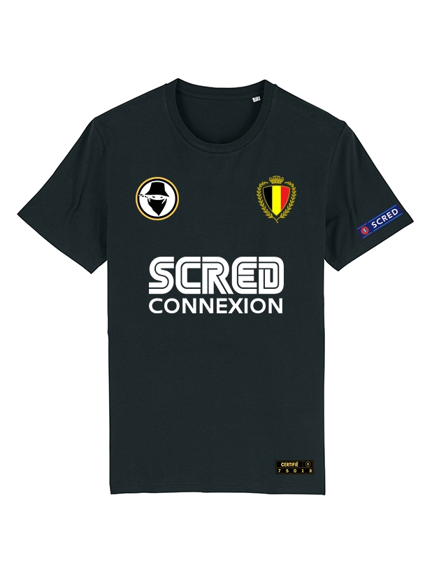 Tshirt Belgique Scred Noir Personnalisable de scred connexion sur Scredboutique.com