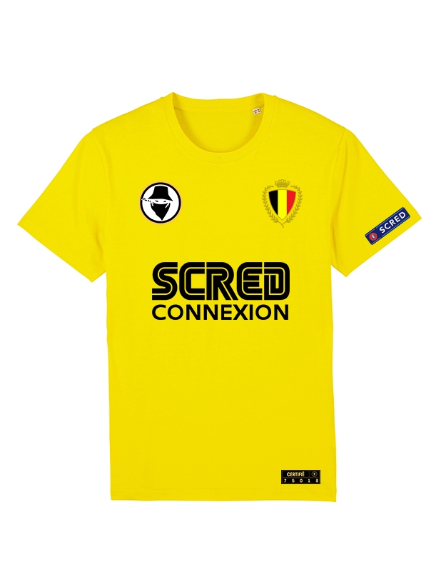Tshirt Belgique Scred Jaune Personnalisable de scred connexion sur Scredboutique.com